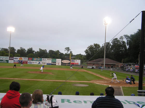 Looking down the 1st base line - Falcon Park, NY